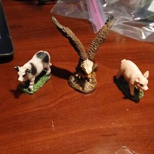 Source Unknown Ceramic Animal Set - Black, White, Brown, Pink